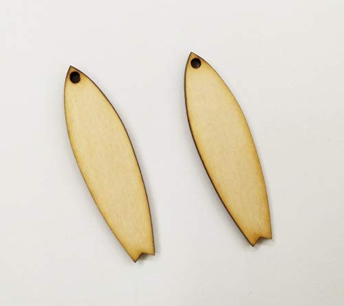 30 pendientes de madera natural con forma de tabla de surf, sin terminar, cortados con láser, accesorios de joyería de madera (5 cm)