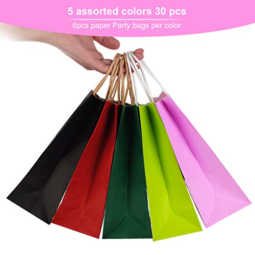 30 piezas Bolsas Papel 21 * 15 * 8CM,Bolsas de Papel Negro,Bolsas de Papel con Asas,Bolsas Papel Kraft,Bolsas Regalo(Espesar 130gsm)