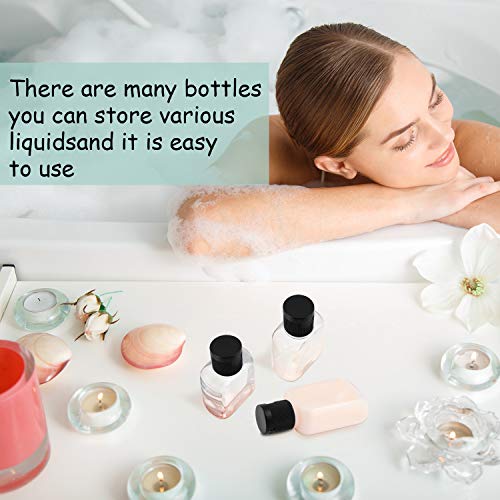 30 Piezas Botellas de Viaje Portátiles Botellas Vacías Transparentes de Plástico Contenedores Reutilizables Recargables para Viaje Camping al Aire Libre Viaje de Negocios (Tapa Negra, 1 oz)