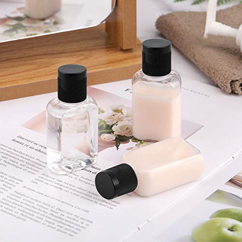 30 Piezas Botellas de Viaje Portátiles Botellas Vacías Transparentes de Plástico Contenedores Reutilizables Recargables para Viaje Camping al Aire Libre Viaje de Negocios (Tapa Negra, 1 oz)