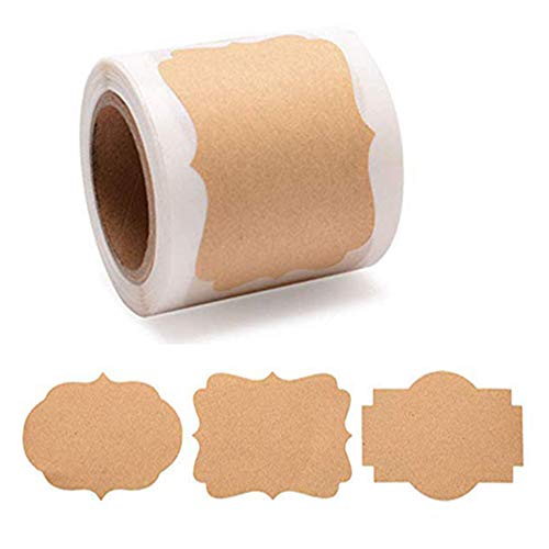 300 etiquetas Kraft DIY en blanco Kraft pegatinas Kraft hecho a mano para hornear tarros de mermelada, regalos hechos a mano cosméticos estaña/pote etiquetado y manualidades (style1)