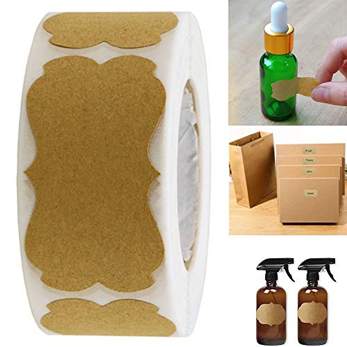 300 etiquetas Kraft DIY en blanco Kraft pegatinas Kraft hecho a mano para hornear tarros de mermelada, regalos hechos a mano cosméticos estaña/pote etiquetado y manualidades (style1)