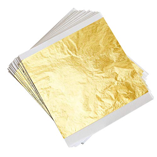 300 Hojas Papel de Oro de Imitación para Arte Manualidades Decoración y Muebles 14x14 cm