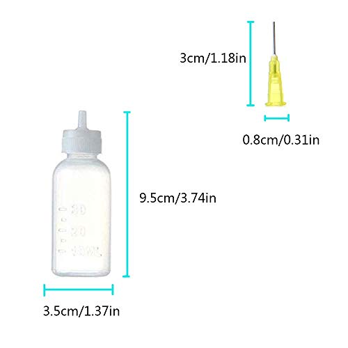 30ml Multi Propósito DIY Precisión Punta de Aguja Aplicador Botellas Aplicador de Pegamento, Botella de Aceite, cuentagotas de dispensador para DIY Quilling, 4 botellas + 32 bocas