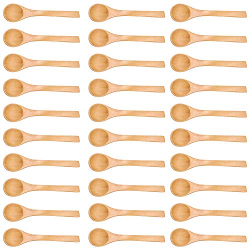30pcs mini cucharas de madera condimentos sal cucharas Cuchara de cocina de madera para niños