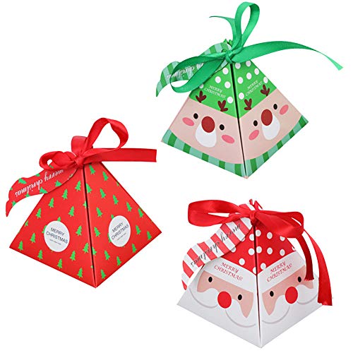 36 cajas de regalo navidad con 36 cinta y 36 etiquetas, cajas papel caramelo juego decorativa cajas de dulces, pasteles, galletas, dulces, Cupcakes, Candy y hecho a mano bebé de cajas de regalo