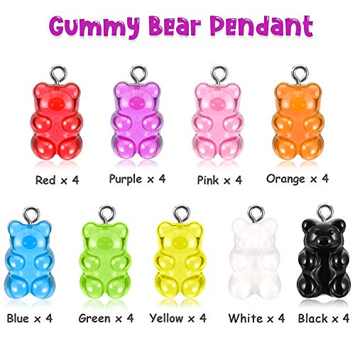 36 Piezas de Colgante de Resina Colorido en Forma de Oso Encanto de Oso de Resina Suministros de Llaveros DIY Joyería Collar para Niños Niñas