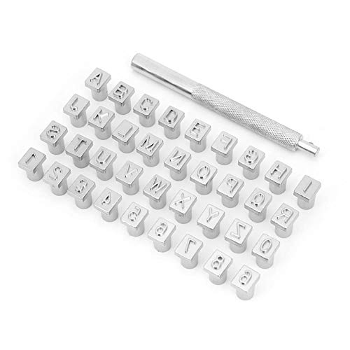 36 unids 13mm Metal Conjunto de Estampillas de Cuero Punch Alfabeto de Diseño Vintage 26 Letras y 10 Números Punch DIY Herramienta Leathercraft(6,5 mm)