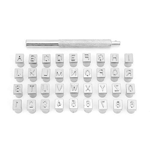 36 unids 13mm Metal Conjunto de Estampillas de Cuero Punch Alfabeto de Diseño Vintage 26 Letras y 10 Números Punch DIY Herramienta Leathercraft(6,5 mm)