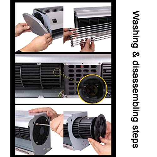 36/48/60 Pulgadas Sensor De Cortina De Aire para Puertas Comercial Residencial Interior Cortina De Viento Silenciosa Delgada Montada En La Pared con Placa Posterior De Montaje FáCil De Limpiar