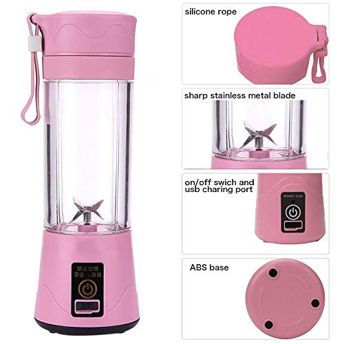 380ML Licuadora Personal Mezclador De Hielo Eléctrico Exprimidor De Frutas Recargable Usb Para Batidos Y Batidos, Seis Cuchillas En 3d Para Una Excelente Mezcla