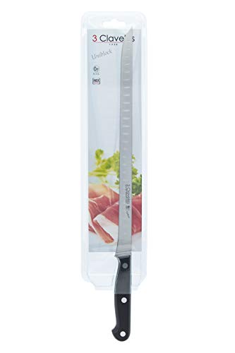 3Claveles Uniblock - Cuchillo alveolado jamonero de 30 cm, 12 pulgadas