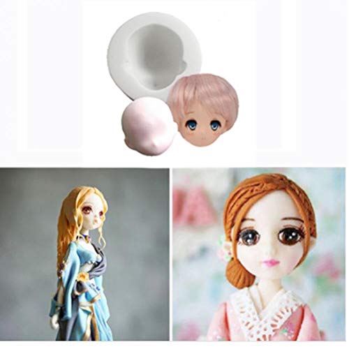 3D de la muchacha de la princesa de la cara de señora Head del molde de la torta cabeza de la muñeca pastel de chocolate decoración de DIY Molde de silicona linda cara de la muñeca pasta de azúcar