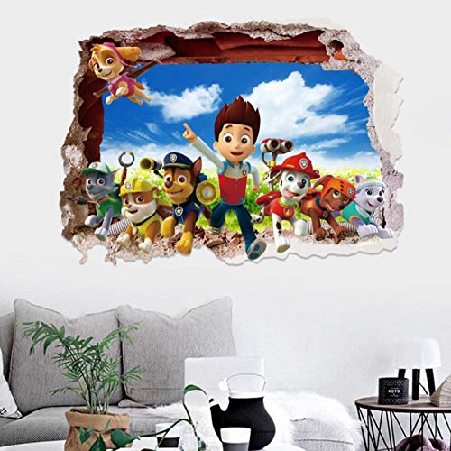 3d Etiqueta De La Pared Patrulla Canina De Dibujos Animados 50x70cm Dormitorio Sala De Estar Cocina Decoración Del Hogar Papel Pintado