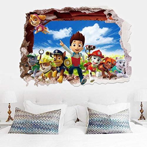 3d Etiqueta De La Pared Patrulla Canina De Dibujos Animados 50x70cm Dormitorio Sala De Estar Cocina Decoración Del Hogar Papel Pintado