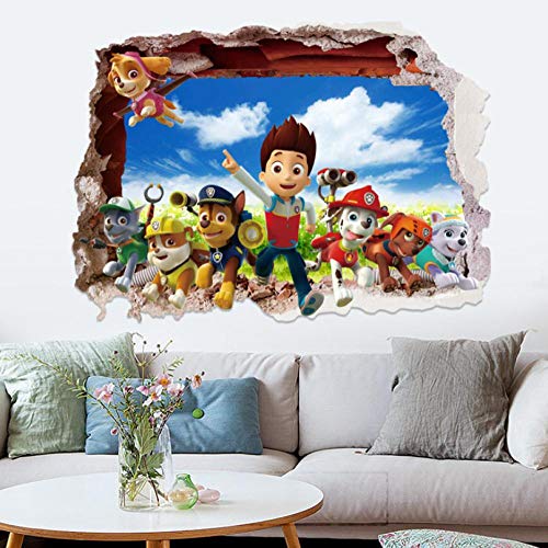 3d Etiqueta De La Pared Patrulla Canina De Dibujos Animados 50x70cm Dormitorio Sala De Estar Cocina Decoración Del Hogar Papel Pintado