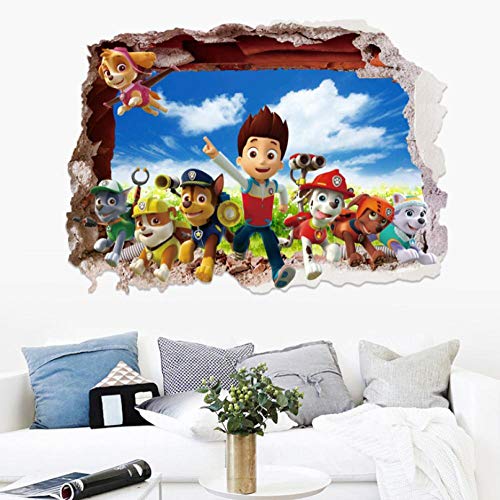 3d Etiqueta De La Pared Patrulla Canina De Dibujos Animados 50x70cm Dormitorio Sala De Estar Cocina Decoración Del Hogar Papel Pintado