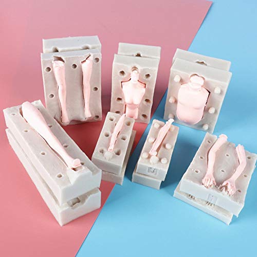 3D Hombre Mujer Muñeca Cuerpo Pierna Brazo Moldes de Silicona Arcilla Jabón Molde DIY Pastel Decoración Suministros Molde Herramientas de Hornear 7 Paquetes