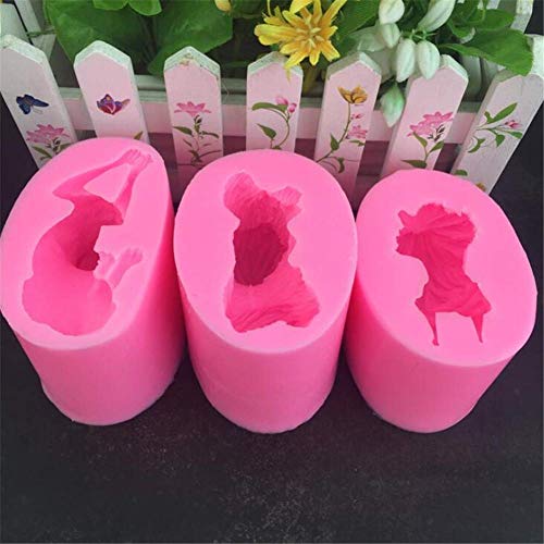 3D Perro Molde Silicona Fondant Mousse Decoración de Tartas Chocolate Pasta Goma Pudin Horneado Molde, Jabón Vela Arcilla Plantillas Fabricación Forma Animales Yeso Resina Bricolaje Pan - 3 Piezas