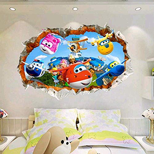 3D Super Wings Plane Perc & Eacute; E Autocollant Mural Decal Decor Poster Mural Amovible-60 * 90Cm