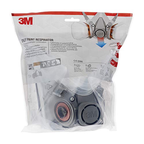3M 6002 C1 Semimáscara respiradora reutilizable para pintura con doble filtro, Protección respiratoria, Peso facial 82 gr, Gris