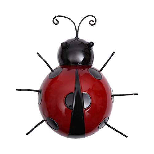 3pcs Hierro Mariquita Metal Animal Colgante Arte de la Pared Percha Interior Jardín al Aire Libre Decoración del hogar (10cm)