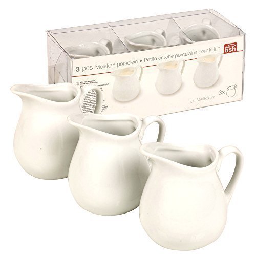 3piezas de jarra de leche de porcelana para crema, salsa, sauce, ensalada y Condimentos
