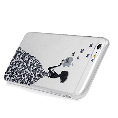 3x Funda iPhone 6, 6s Carcasa Silicona Gel Case Ultra Delgado TPU Goma Flexible Cover para iPhone 6/6s - Chica + Bici + Diente De León