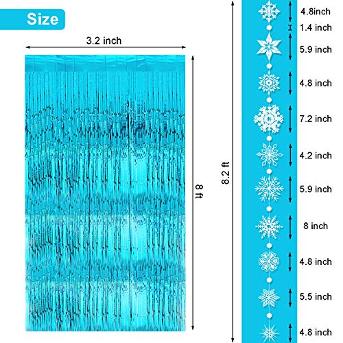 4 Guirnaldas de Copo de Nieve Cortina de Oropel Metálico de Azul Copo de Nieve Colgante de Invierno Cortina de Fleco de Aluminio Accesorios de Cabina de Fotos para Navidad Año Nuevo Boda Baby Shower