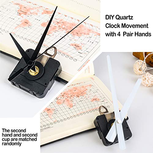4 Pares Movimiento de Reloj de Cuarzo Movimiento de Motor de Reloj Maquinaria de Diy Reloj Mecanismo de Movimiento de Reloj de Pared Reemplazos de Piezas de Reparación (Negro y Blanco)