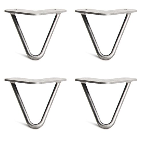 4 Patas A Horquilla Para Mesa Con Tornillos Guía Y Bases Protectoras Incluidas – Robustas En Acero 10mm Doble Soldadura Estilo Moderno Retro Mediano Siglo – En Todos Los Acabados Desde 10 Hasta 86cm