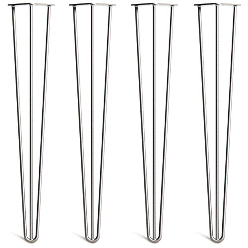 4 Patas A Horquilla Para Mesa Con Tornillos Guía Y Bases Protectoras Incluidas – Robustas En Acero 10mm Doble Soldadura Estilo Moderno Retro Mediano Siglo – En Todos Los Acabados Desde 10 Hasta 86cm