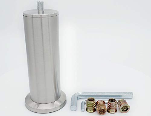 4 patas de mesa de acero inoxidable con tornillos M10, patas de muebles de metal DIY, adecuado para patas de muebles como sofá/mueble de TV, mesita de noche, etc. Disponible en altura de 150 mm.