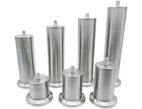 4 patas de mesa de acero inoxidable con tornillos M10, patas de muebles de metal DIY, adecuado para patas de muebles como sofá/mueble de TV, mesita de noche, etc. Disponible en altura de 150 mm.