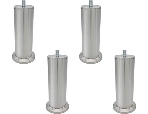 4 patas de mesa de acero inoxidable con tornillos M10, patas de muebles de metal DIY, adecuado para patas de muebles como sofá/mueble de TV, mesita de noche, etc. Disponible en altura de 150 mm.