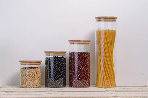 4 Pcs 1.8/1.1/0.8/0.5L arro de Vidrio de Almacenamiento Recipientes, Tarros de Cristal para Conservas Envases Cristal Alimentos, Tarro de Spaghetti Recipiente Hermetico Tarros de Cristal con Tapa