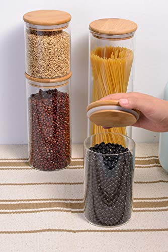 4 Pcs 1.8/1.1/0.8/0.5L arro de Vidrio de Almacenamiento Recipientes, Tarros de Cristal para Conservas Envases Cristal Alimentos, Tarro de Spaghetti Recipiente Hermetico Tarros de Cristal con Tapa