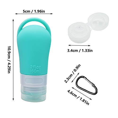 4 Piezas Botellas De Viaje, Silicona Botella Recargable VacíA PláStico Contenedores De LíQuido Botella con Ganchos para Rellenar Champú, Gel De Ducha Y LocióN