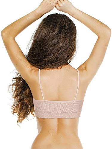 4 Piezas de Sujetador de Camisola de Cuello V Bandeau Bralette sin Costura Sujetador de Dormir con Tirantes para Mujers Chicas (Conjunto de Colores 1, Talla S-M)
