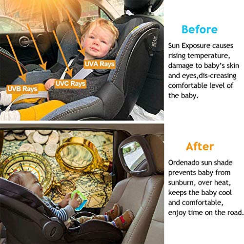 4 piezas parabrisas del coche parabrisas brújula plegable lupa color dorado en el parabrisas del coche parabrisas cortina magnética linda protección contra la luz solar brillante, el calor y los rayo