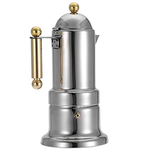4 tazas de acero inoxidable Moka Pot Stovetop Cafetera espresso Herramienta para preparar café con válvula de seguridad