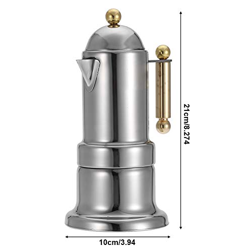 4 tazas de acero inoxidable Moka Pot Stovetop Cafetera espresso Herramienta para preparar café con válvula de seguridad