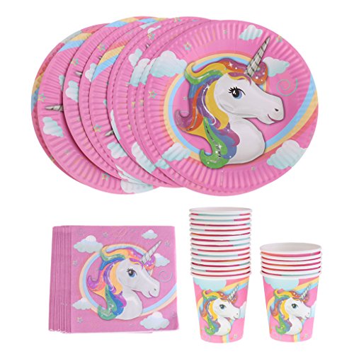 40 Unidades Encantadora Unicornio Mágico Pony Servilletas De Papel Platos Tazas Niños Cumpleaños Fiesta De Bienvenida Al Bebé Artículos De Vajilla
