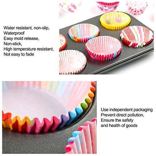 400 Papel para Cupcakes, Arcoíris Moldes de Papel para Magdalenas, Rainbow Papel para Magdalenas Muffins, Cupcakes de Papel para Navidad Fiesta de Acción de Gracias, Cumpleaños Bodas Fiesta
