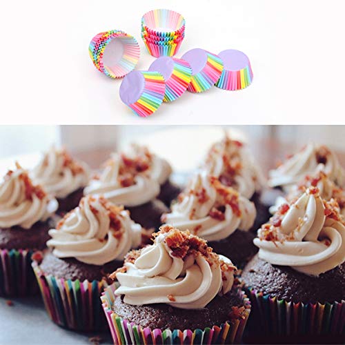 400 Papel para Cupcakes, Arcoíris Moldes de Papel para Magdalenas, Rainbow Papel para Magdalenas Muffins, Cupcakes de Papel para Navidad Fiesta de Acción de Gracias, Cumpleaños Bodas Fiesta