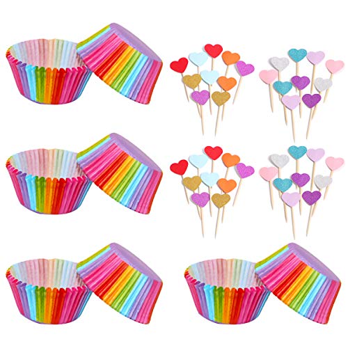 400 Papel para Cupcakes, Arcoíris Moldes de Papel para Magdalenas, Rainbow Papel para Magdalenas Muffins, Cupcakes de Papel para Navidad Fiesta de Acción de Gracias, Cumpleaños Bodas Fiesta