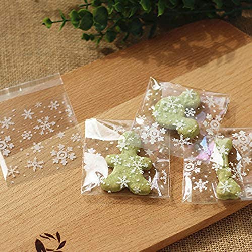 400 Piezas de Bolsas de Galletas Transparente Navideñas,Bolsas de Plástico para Galletas de Copo de Nieve,Bolsa de Embalaje de Regalo,para Galletas,Caramelos,Chocolate,4 Paquetes de 4 Tamaños