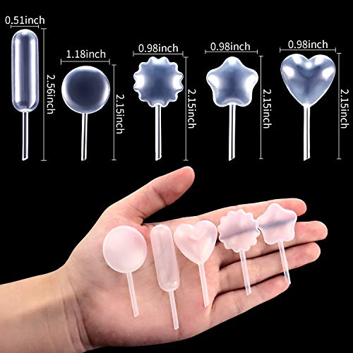 400 Pipetas de Magdalenas 4 ml Desechables Plástico Mini Inyector de Líquido Pipetas de Transferencia Exprimible en Forma Rectangular Redonda Flor Corazón Estrella para Magdalenas Chocolate Fresa