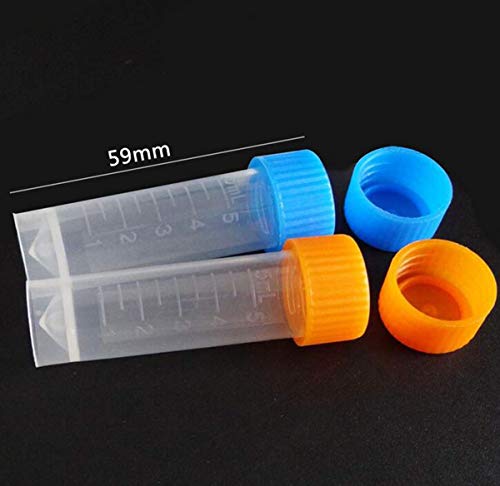 40PCS Tubo Ensayo Plástico Liuer 5 ML Tubos de Prueba Plásticos Frascos de Muestras Polvo artesanía Botellas Tubos de Ensayo Congelados Tubo con Escala Graduadas Tapón de Tuerca para Laboratorio