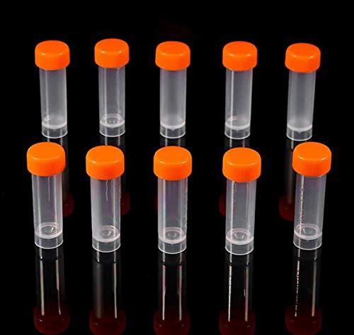 40PCS Tubo Ensayo Plástico Liuer 5 ML Tubos de Prueba Plásticos Frascos de Muestras Polvo artesanía Botellas Tubos de Ensayo Congelados Tubo con Escala Graduadas Tapón de Tuerca para Laboratorio